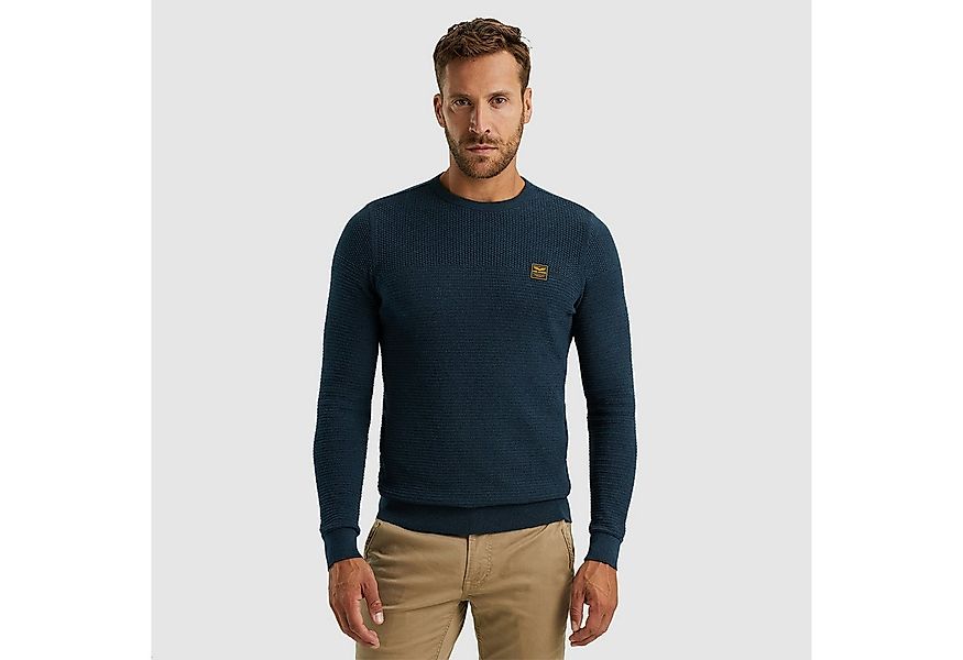 PME LEGEND Rundhalspullover Crewneck collar cotton mouline mit Logostickere günstig online kaufen