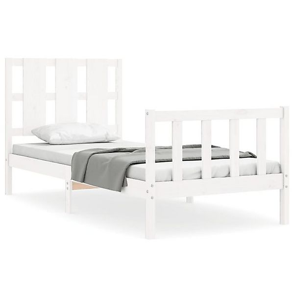 vidaXL Bett Massivholzbett mit Kopfteil Weiß 90x190 cm günstig online kaufen