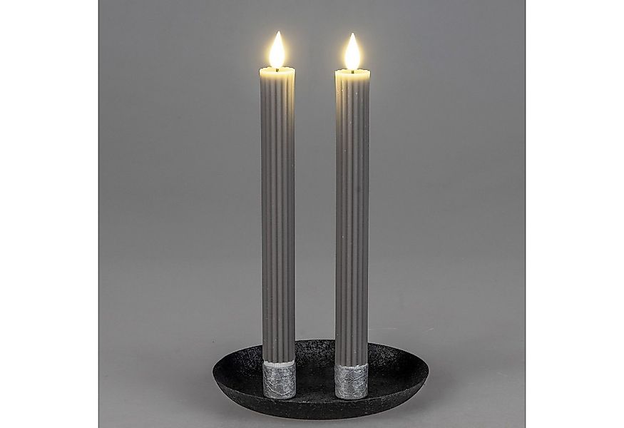 formano LED-Kerze Streifen, mit Timerfunktion, Grau, Motiv: Rillen, Höhe: 2 günstig online kaufen