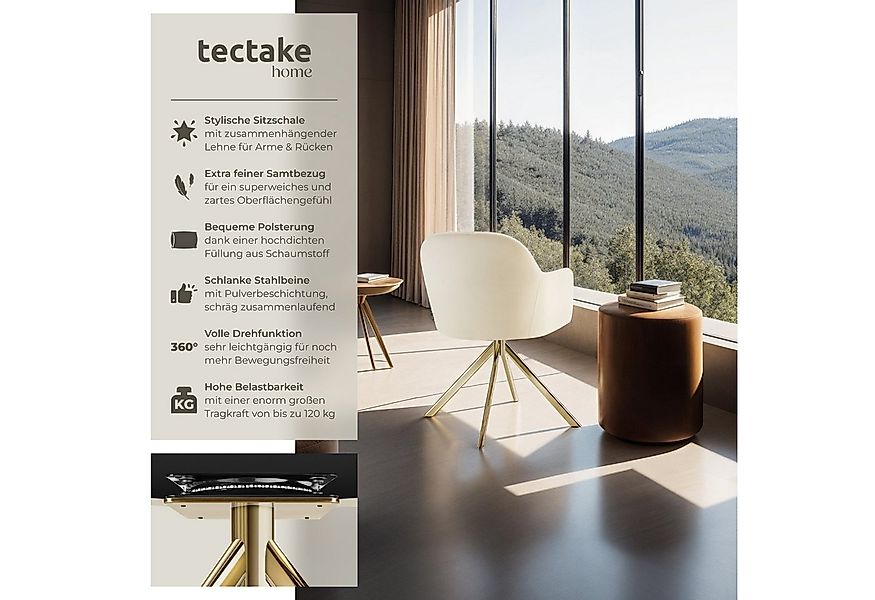 tectake Esszimmerstuhl Samt-Drehstuhl Lona mit dicker Polsterung (Set, 6 St günstig online kaufen