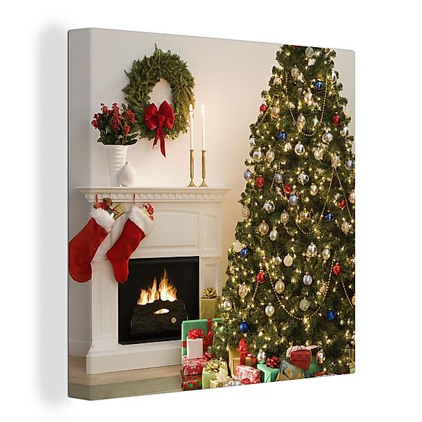 OneMillionCanvasses® Leinwandbild Ein Weihnachtsbaum mit Geschenken günstig online kaufen