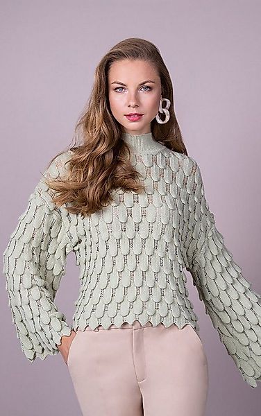 Passioni Strickpullover mit Trompetenärmeln günstig online kaufen