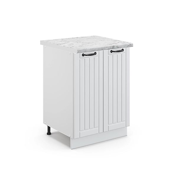 Vicco Küchenunterschrank Fame-Line Weiß Landhaus/Weiß 60 cm AP Marmor günstig online kaufen