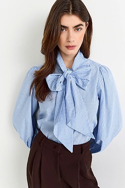 RICHROYAL Karobluse, mit Schleifenkragen, femininer Schnitt, Puffärmel günstig online kaufen