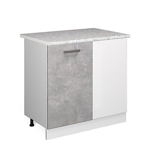 Vicco Eckunterschrank R-Line Küchen Eckschrank Beton/Weiß 86 cm AP Marmor günstig online kaufen
