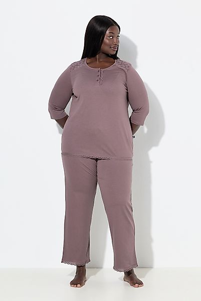 Ulla Popken Pyjama Pyjama Zweiteiler Lochstickerei günstig online kaufen