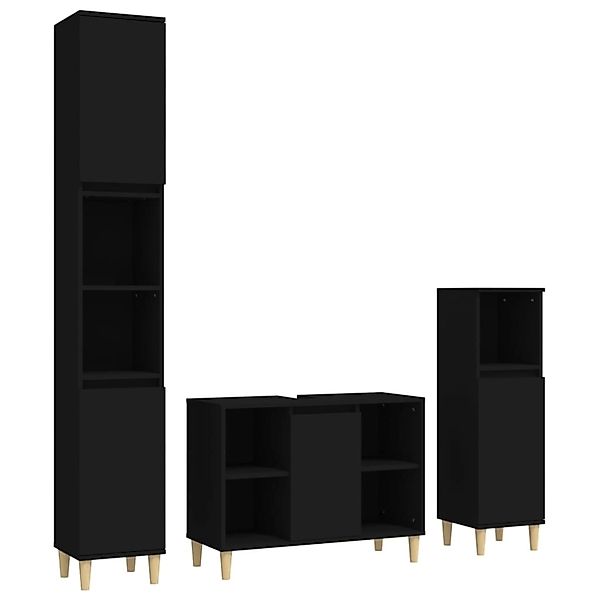 vidaXL 3-tlg. Badmöbel-Set Schwarz Holzwerkstoff Modell 8 günstig online kaufen