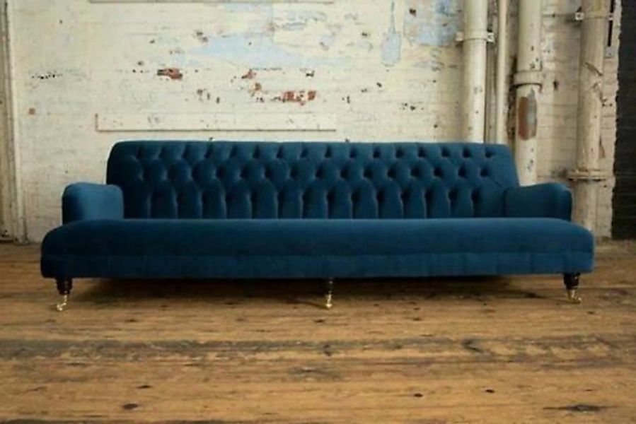 JVmoebel Chesterfield-Sofa, Blaue Chesterfield Couch Textil 4 Sitzer XXL Bi günstig online kaufen