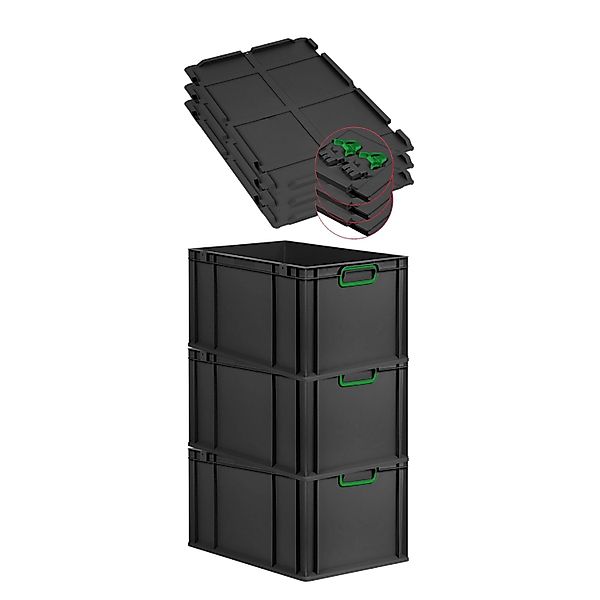 PROREGAL SuperSparSet 3x Eurobox Nextgen Color Mit Scharnierdeckel HxBxT 32 günstig online kaufen