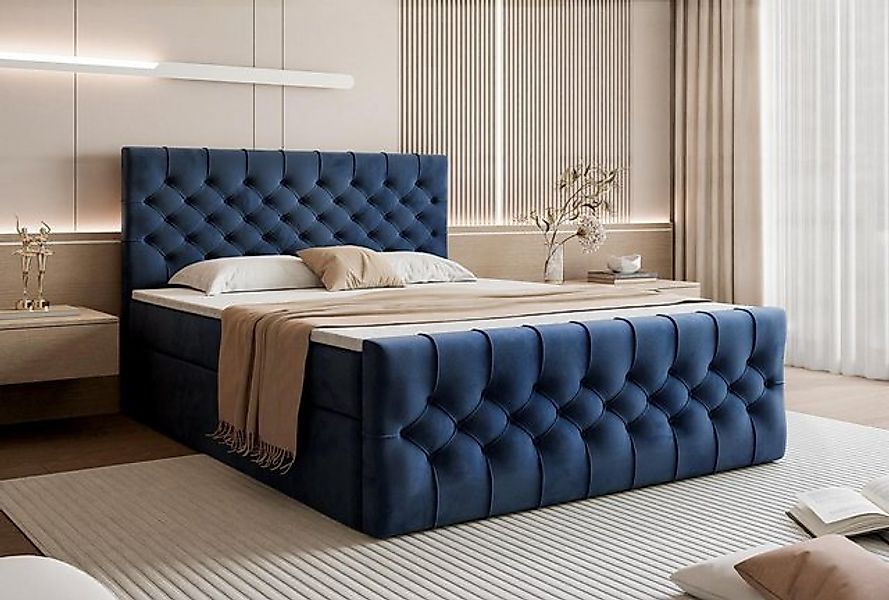 Compleo Boxspringbett MIAMI, H3 Matratze Bonellfederung, Velvet, Glamouröse günstig online kaufen