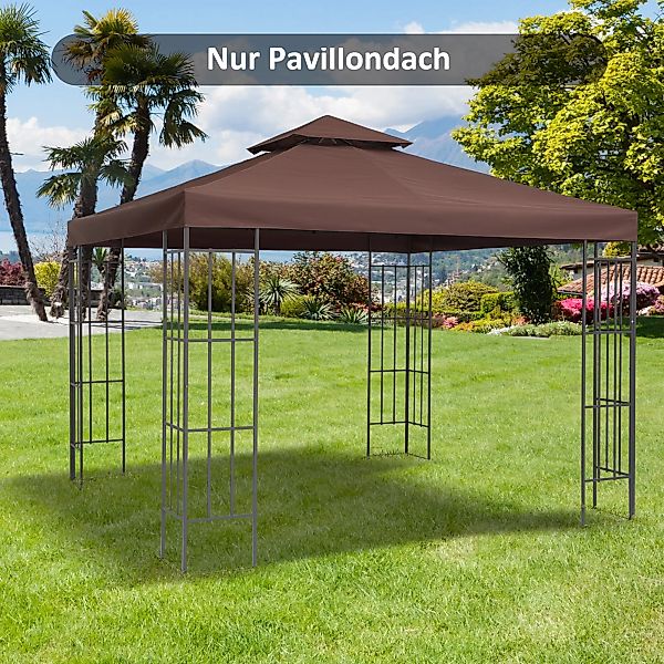 Outsunny Ersatzdach  3x3m Pavillondach für Metallpavillon, Polyester, Kaffe günstig online kaufen