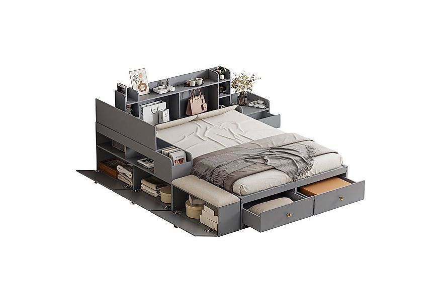 Odikalo Schlafzimmer-Set Kombi-Bett Tatami Bett Staufach Schubladen Nachtti günstig online kaufen