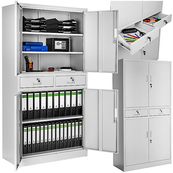 tectake Aktenschrank Büroschrank Cosmo mit 2 Schubfächern 40x80x180cm (Komp günstig online kaufen