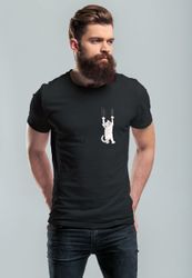 Neverless Print-Shirt Herren T-Shirt Aufdruck Katze günstig online kaufen