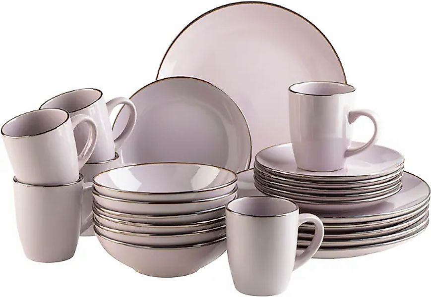 MÄSER Kombiservice »Geschirr-Set, Service Metallic Rim«, (Set, 24 tlg.), me günstig online kaufen