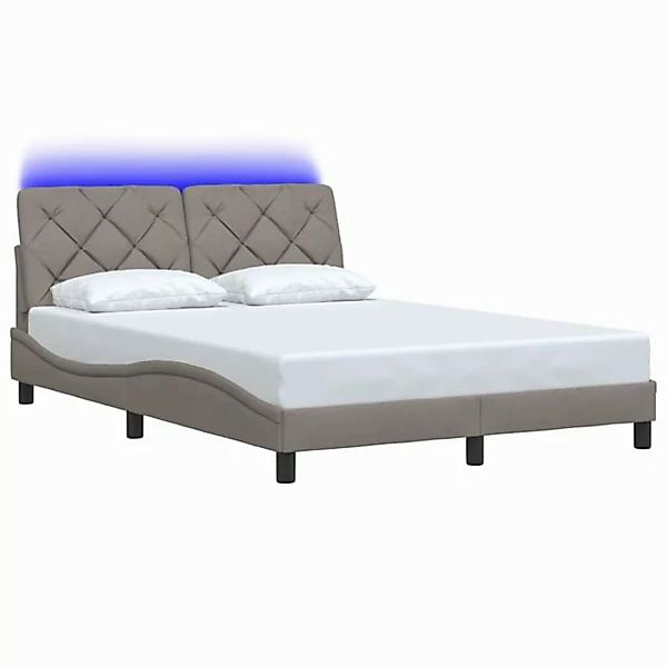 vidaXL Bett Bettgestell mit LED ohne Matratze Taupe 140x190 cm Stoff günstig online kaufen