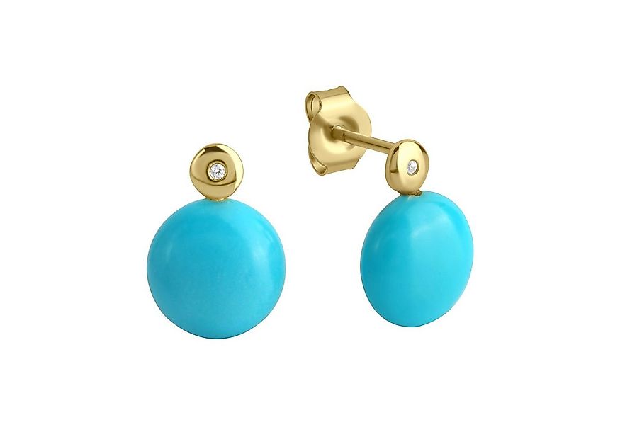 Jamelli Paar Ohrstecker Silber 925 vergoldet mit Türkis (beh) und Zirkonia günstig online kaufen