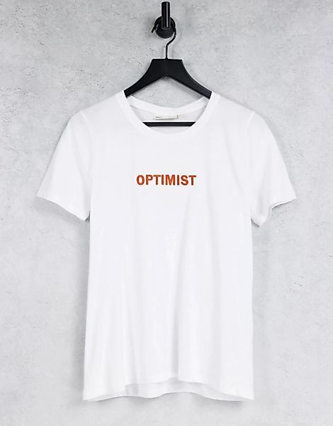In Wear – Ulysa – T-Shirt aus Baumwolle mit „Optimist“-Logo-Weiß günstig online kaufen