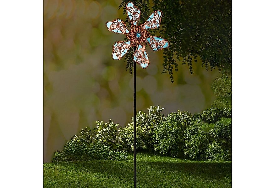 Spetebo Deko-Windrad Metall Windblume phosphoreszierend - H 80 cm (Stück, 1 günstig online kaufen