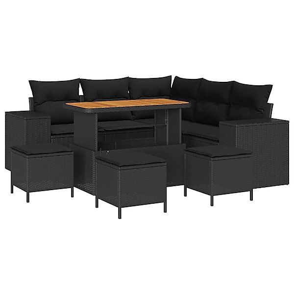 vidaXL Garten-Sofa-Set 9-Tlg Schwarz Poly Rattan 3362009 günstig online kaufen