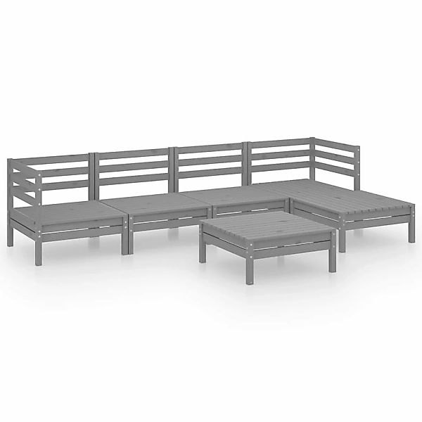 6-tlg. Garten-lounge-set Massivholz Kiefer Grau günstig online kaufen