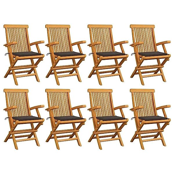 vidaXL Gartenstühle mit Taupe Kissen 8 Stk Massivholz Teak 3072897 günstig online kaufen