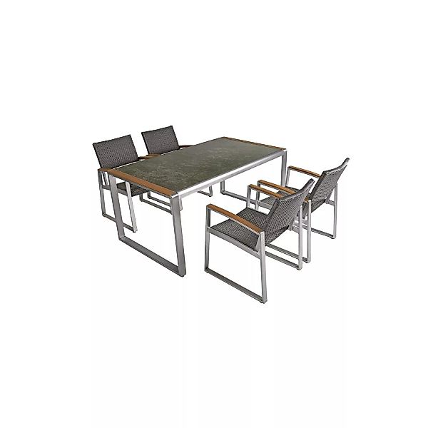 Tischgruppe GARDA-120 mit Glastischplatte in Granitstein Optik günstig online kaufen