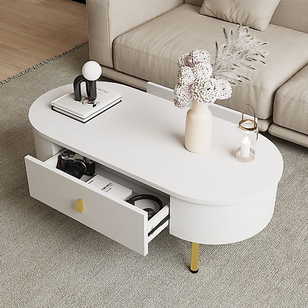 STILVORA Couchtisch Wohnzimmertisch weiß mit zwei günstig online kaufen