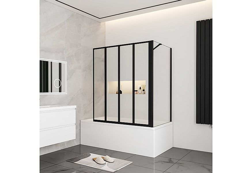 duschspa Badewannenaufsatz ESG schwarz Faltwand + Seitenwand Duschtrennwand günstig online kaufen