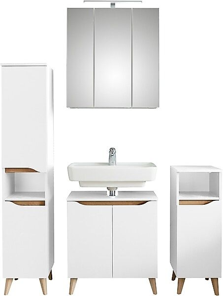 Saphir Badmöbel-Set »Quickset 4-teilig, Waschbeckenunterschrank mit LED-Spi günstig online kaufen