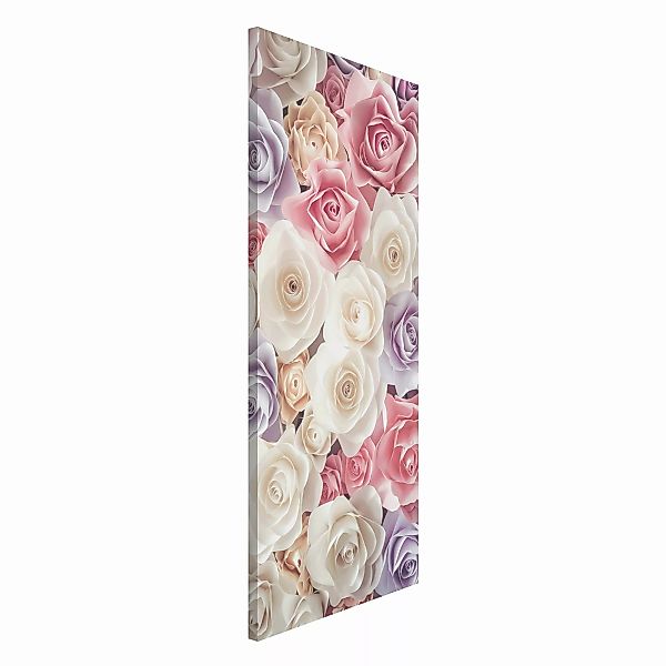 Magnettafel Blumen - Hochformat 1:2 Pastell Paper Art Rosen günstig online kaufen