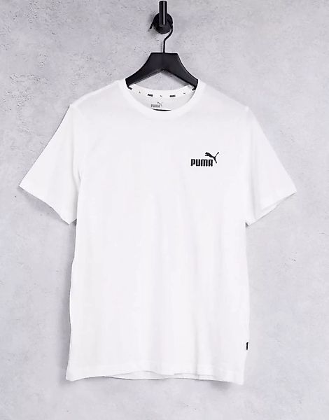 Puma – Essentials – Weißes T-Shirt mit kleinem Logo günstig online kaufen