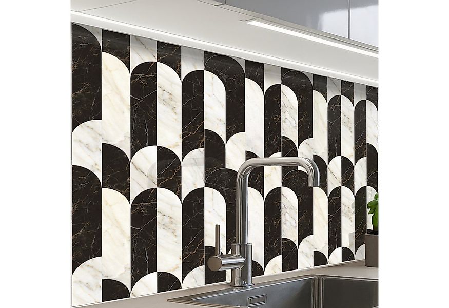 KitchenYeah Küchenrückwand selbstklebend Bögen - Kacheln - Marmor - Schwarz günstig online kaufen