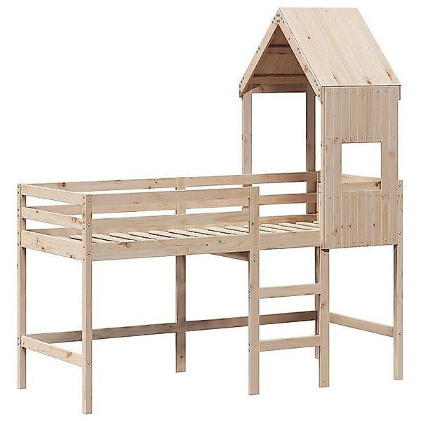 vidaXL Bett Hochbett mit Leiter und Dach 90x190 cm Massivholz Kiefer günstig online kaufen