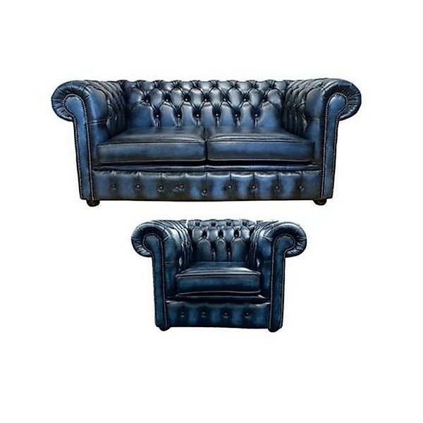 JVmoebel Chesterfield-Sofa Sofa Couch Polster Leder Textil Sofagarnitur 2+1 günstig online kaufen