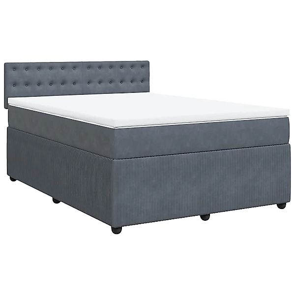 vidaXL Boxspringbett mit Matratze Dunkelgrau 140x190 cm Samt 3287747 günstig online kaufen