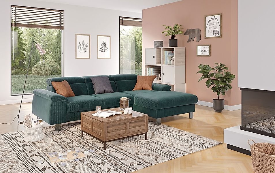 COTTA Ecksofa "Komaris L-Form, B: 244 cm" mit Kopfteilverstellung, optional günstig online kaufen