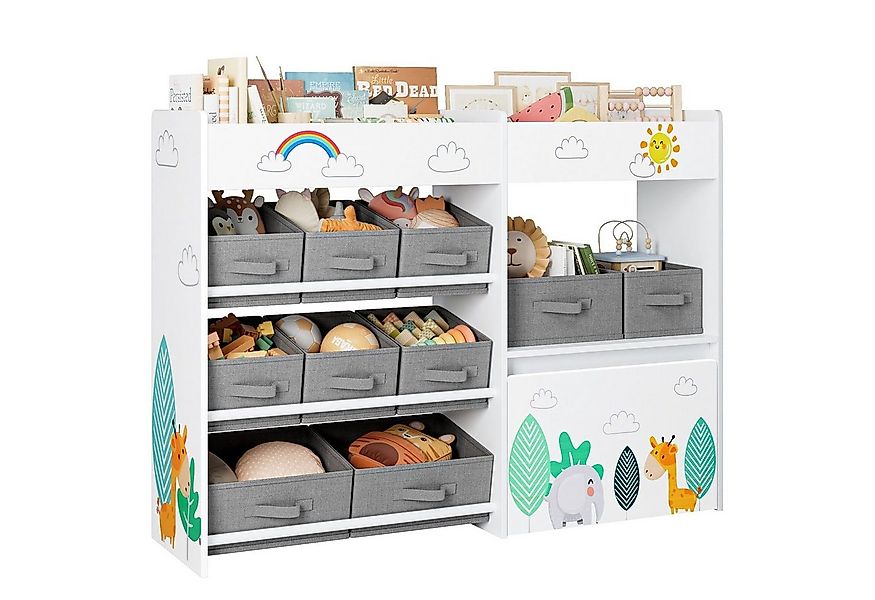 HOMECHO Spielzeugtruhe, Spielzeugregal mit 10 Aufbewahrungsboxen, Weiß günstig online kaufen