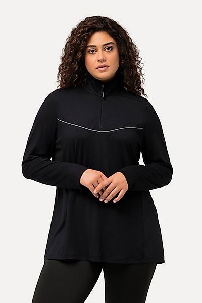 Ulla Popken Longsleeve Lauf-Longshirt Stehkragen Zipper Reflektor-Piping günstig online kaufen