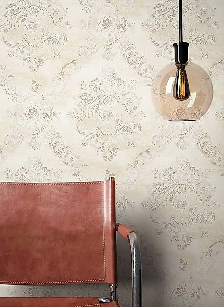 Newroom Vliestapete, Beige Tapete Barock Ornament - Barocktapete Gold Glamo günstig online kaufen