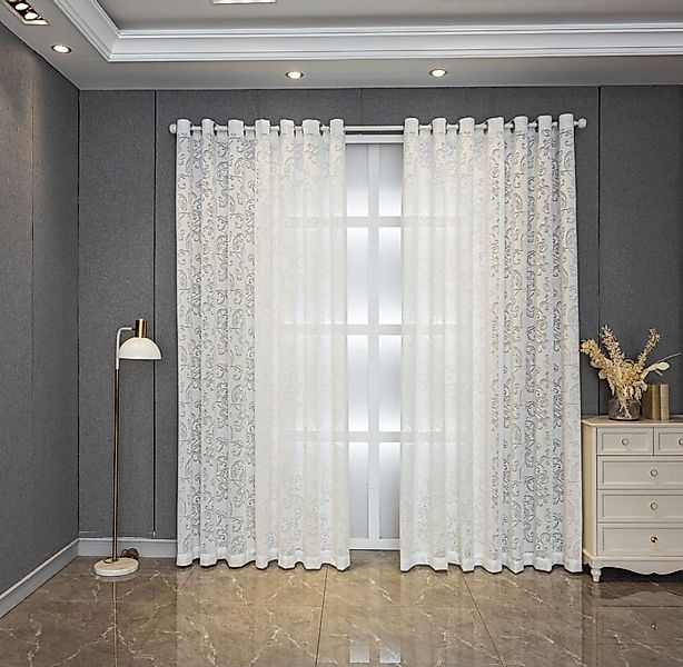 BYSURE Gardine (2 St), Ösen, transparent, Polyester, Damastmuster, für Wohn günstig online kaufen