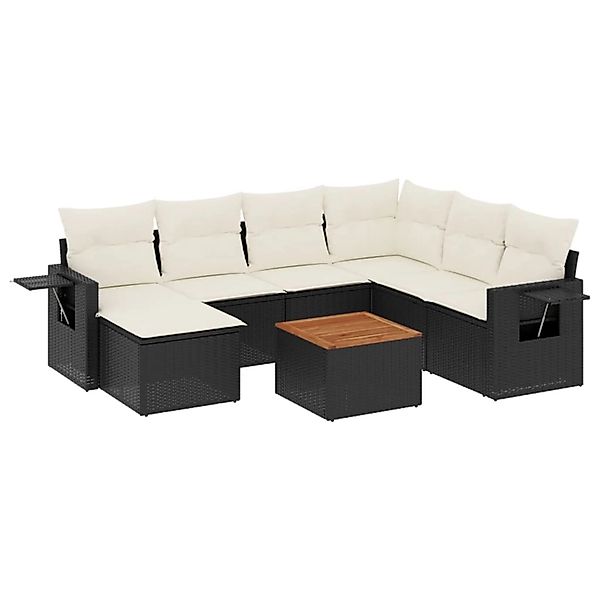 vidaXL 8-Tlg Garten-Sofagarnitur mit Kissen Schwarz Poly Rattan 3257008 günstig online kaufen