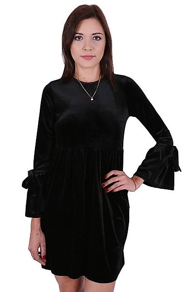 Sarcia.eu Minikleid John Zack Schwarzes Kleid aus Velours mit Rüsche S günstig online kaufen