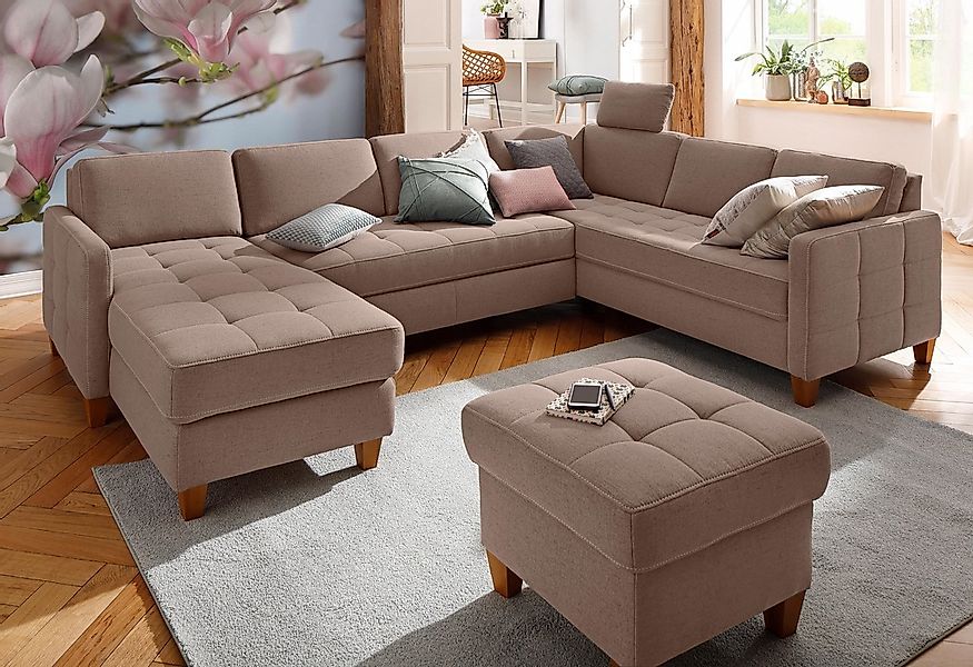 Home affaire Wohnlandschaft "Earl U-Form" wahlweise auch mit Bettfunktion o günstig online kaufen