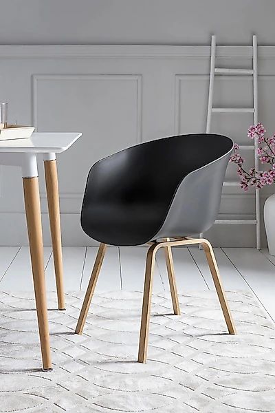 SalesFever Schalenstuhl, (Set), 2 St., Metallbeine in Holzoptik günstig online kaufen