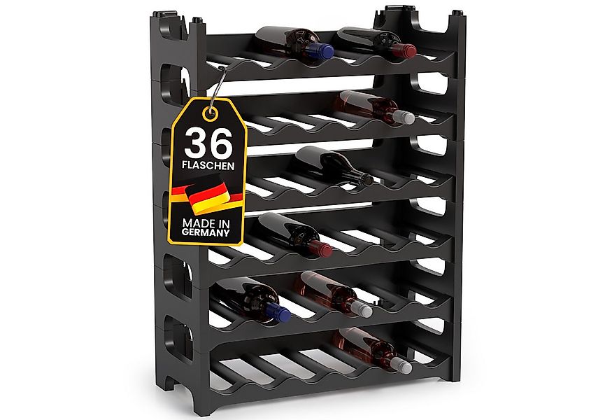 ALPFA Weinregal für 36 Flaschen anthrazit Kunststoff stapelbar Flaschenrega günstig online kaufen