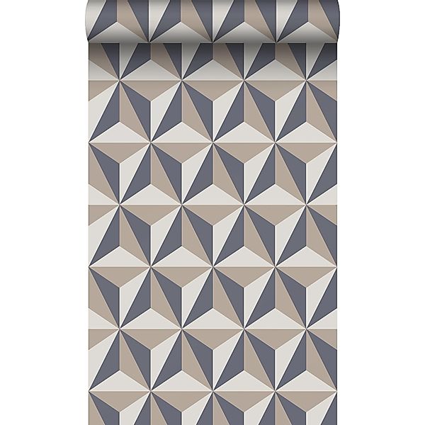 Origin Wallcoverings Tapete 3D-Muster Vintage Blau und Taupe 53 cm x 10.05 günstig online kaufen