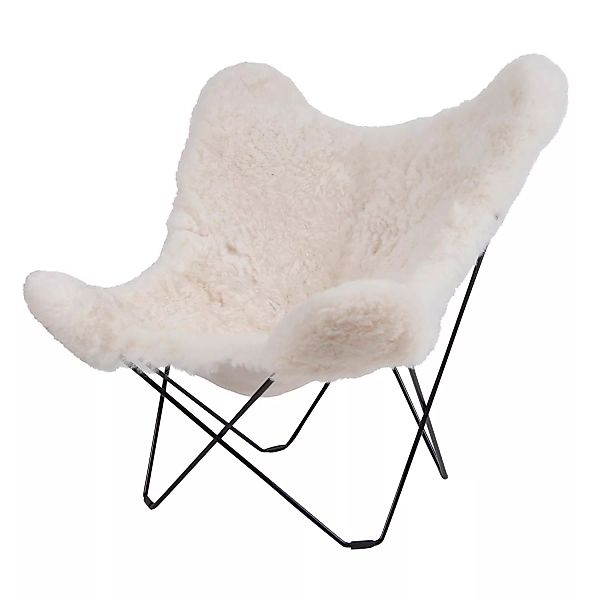 cuero - Iceland Mariposa Butterfly Chair Sessel - weiß/Island Lammfell Shor günstig online kaufen