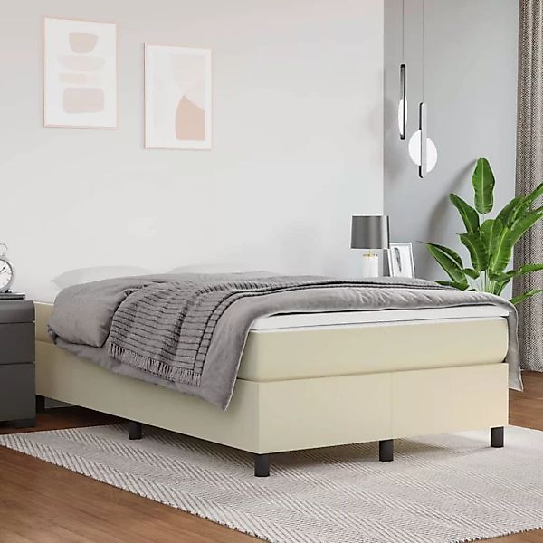 Vidaxl Boxspringbett Mit Matratze Creme 120x200 Cm Kunstleder günstig online kaufen