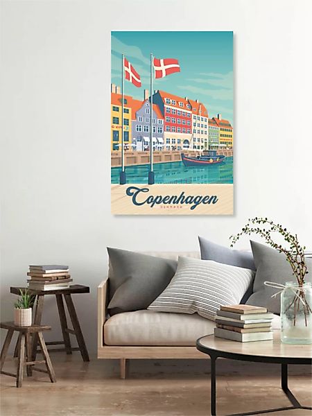 Poster / Leinwandbild - Kopenhagen Vintage Travel Wandbild günstig online kaufen